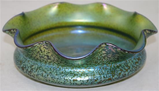 An Austrian iridescent glass bowl, probably Loetz, c.1910, diam. 26.5cm